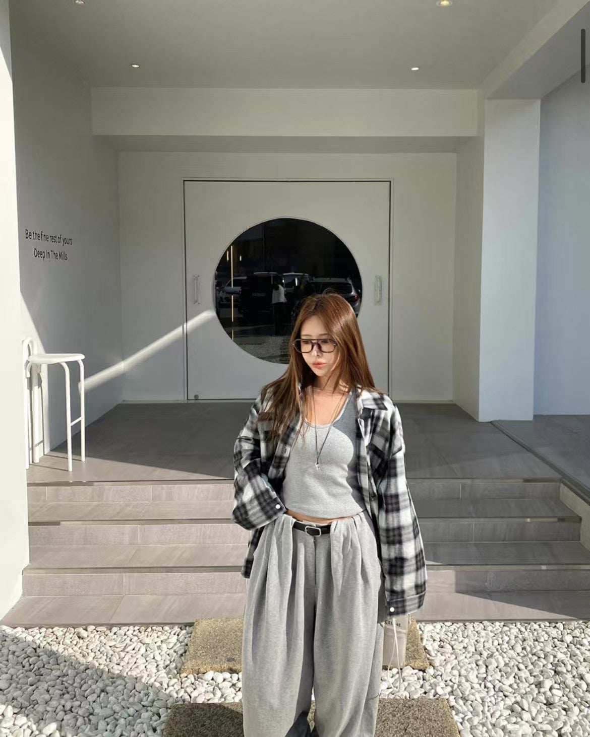 MS60215 Vintage checked blouse outer