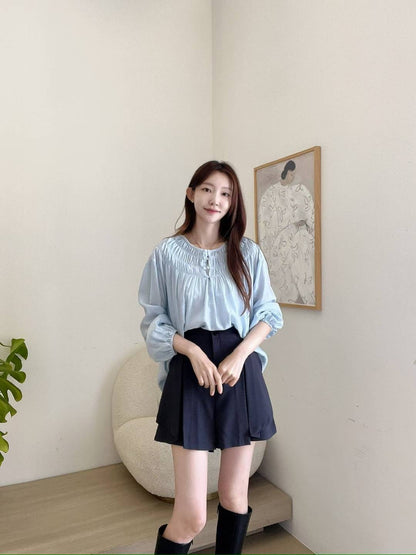 MS51022 High waist pleated shorts