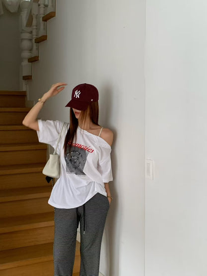 MS60723 Retro off shoulder tee