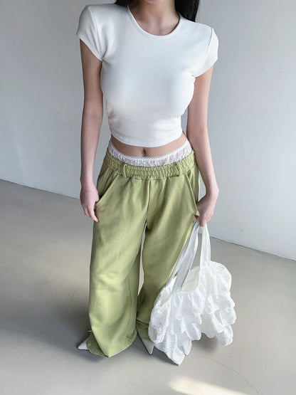 MS60413 Lace layer drawstring pants