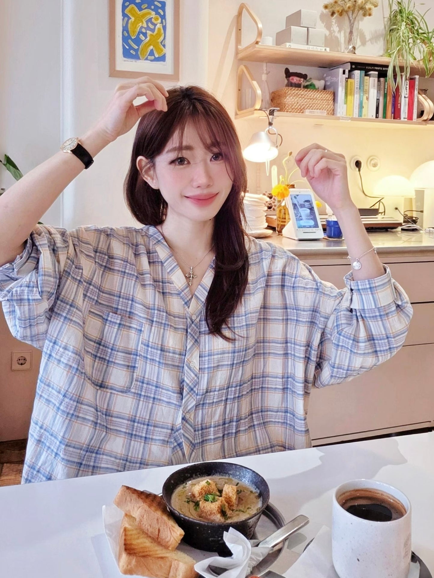 MS60503 Soft checked blouse