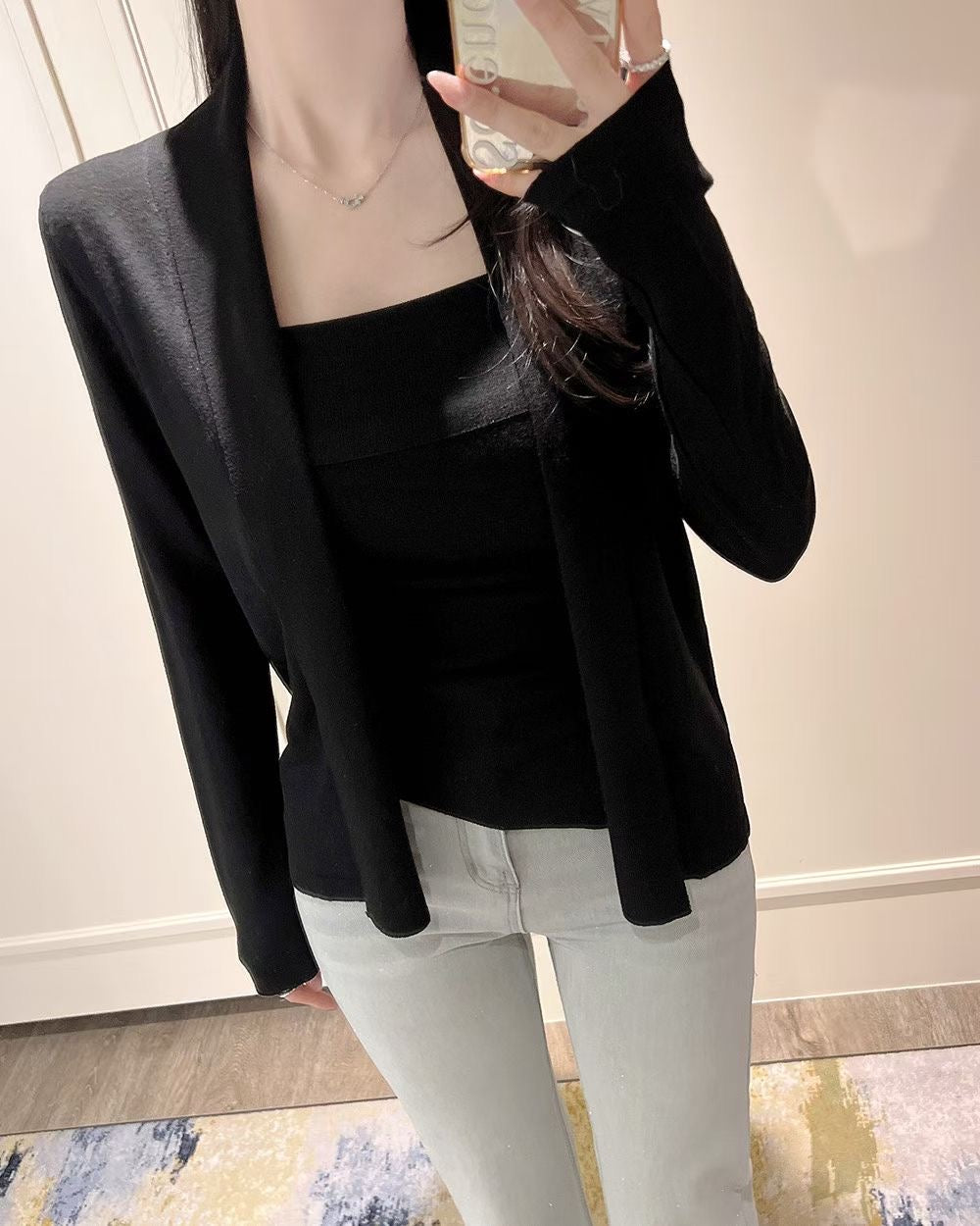 MS60307 Sheer cardigan tube top set