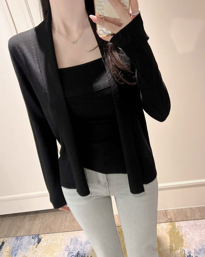 MS60307 Sheer cardigan tube top set