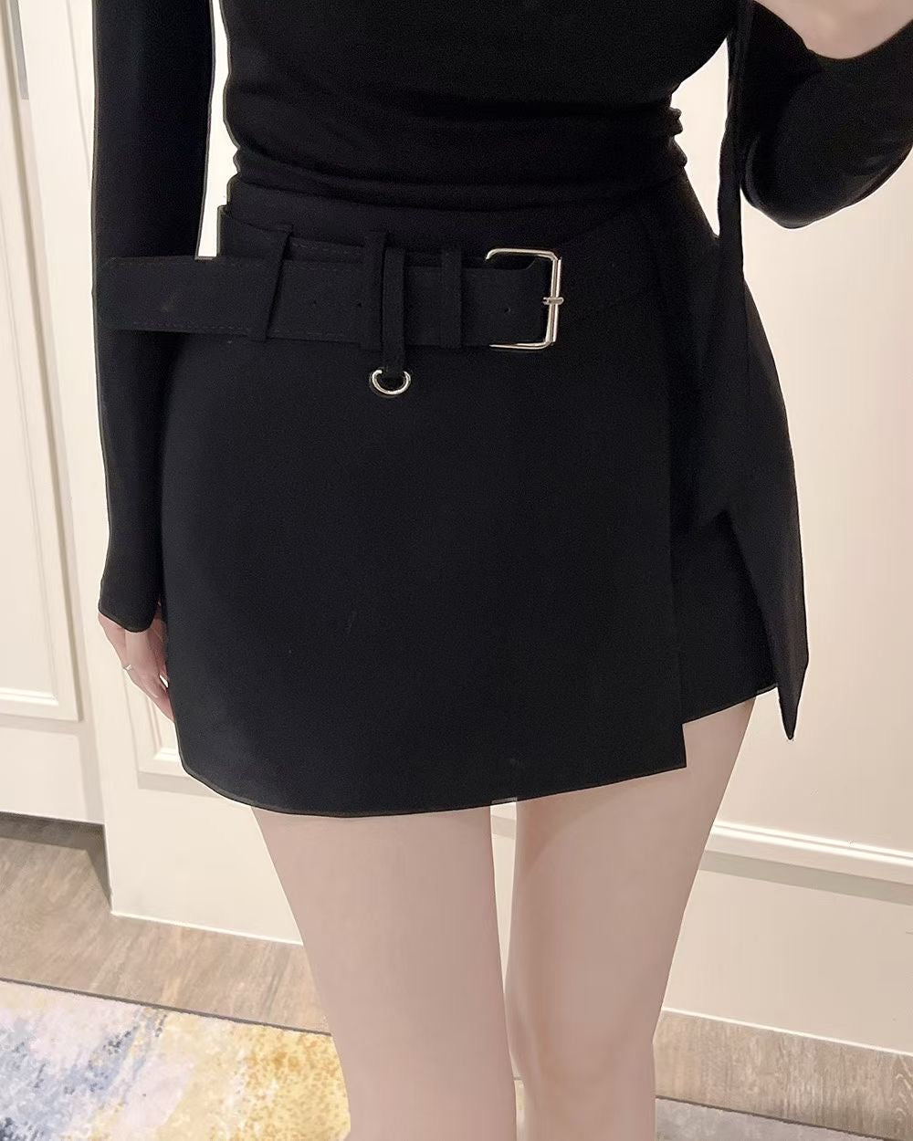 MS60309 Belted asymmetrical skort