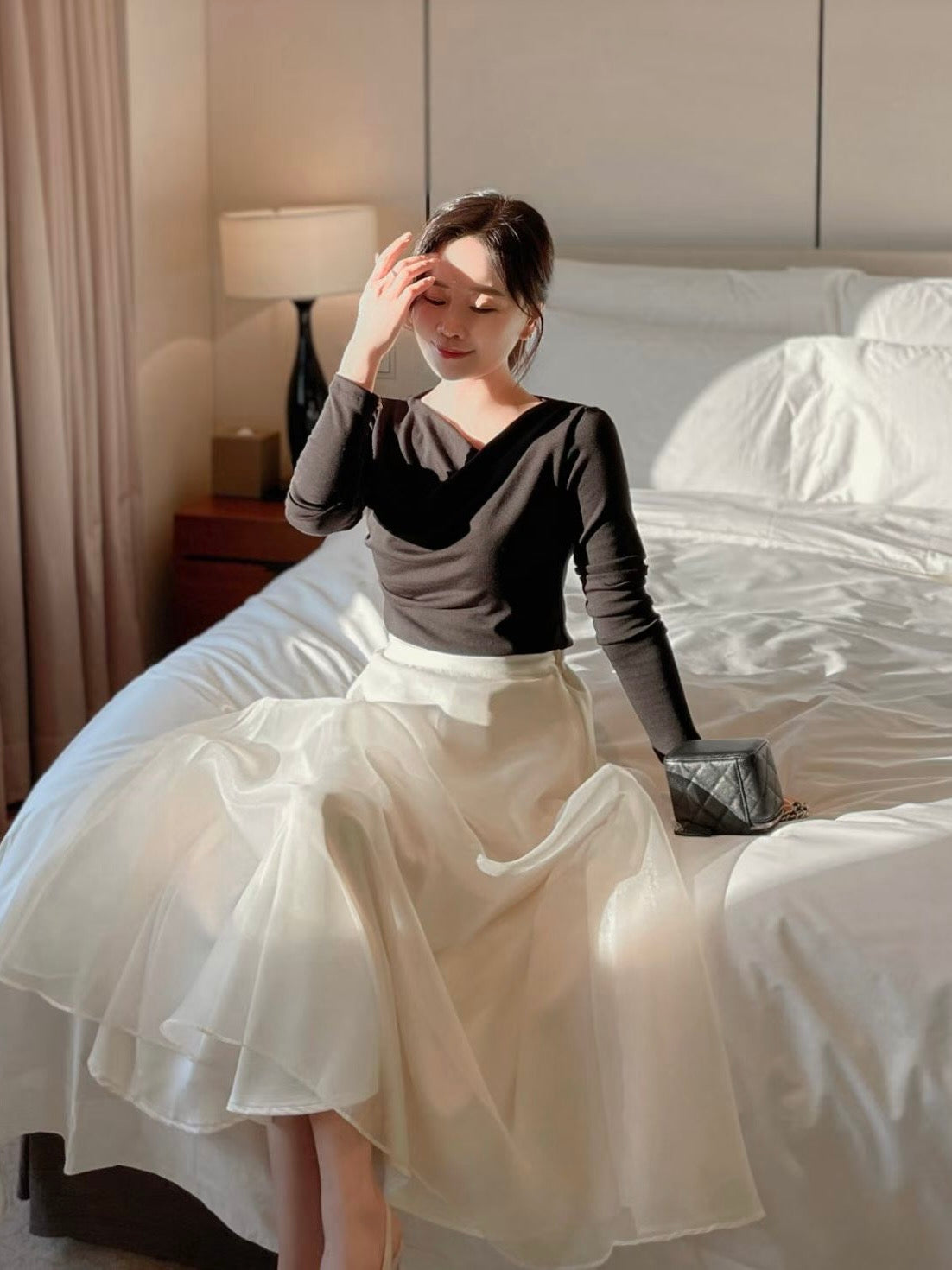 MS60233 Soft veil midi skirt