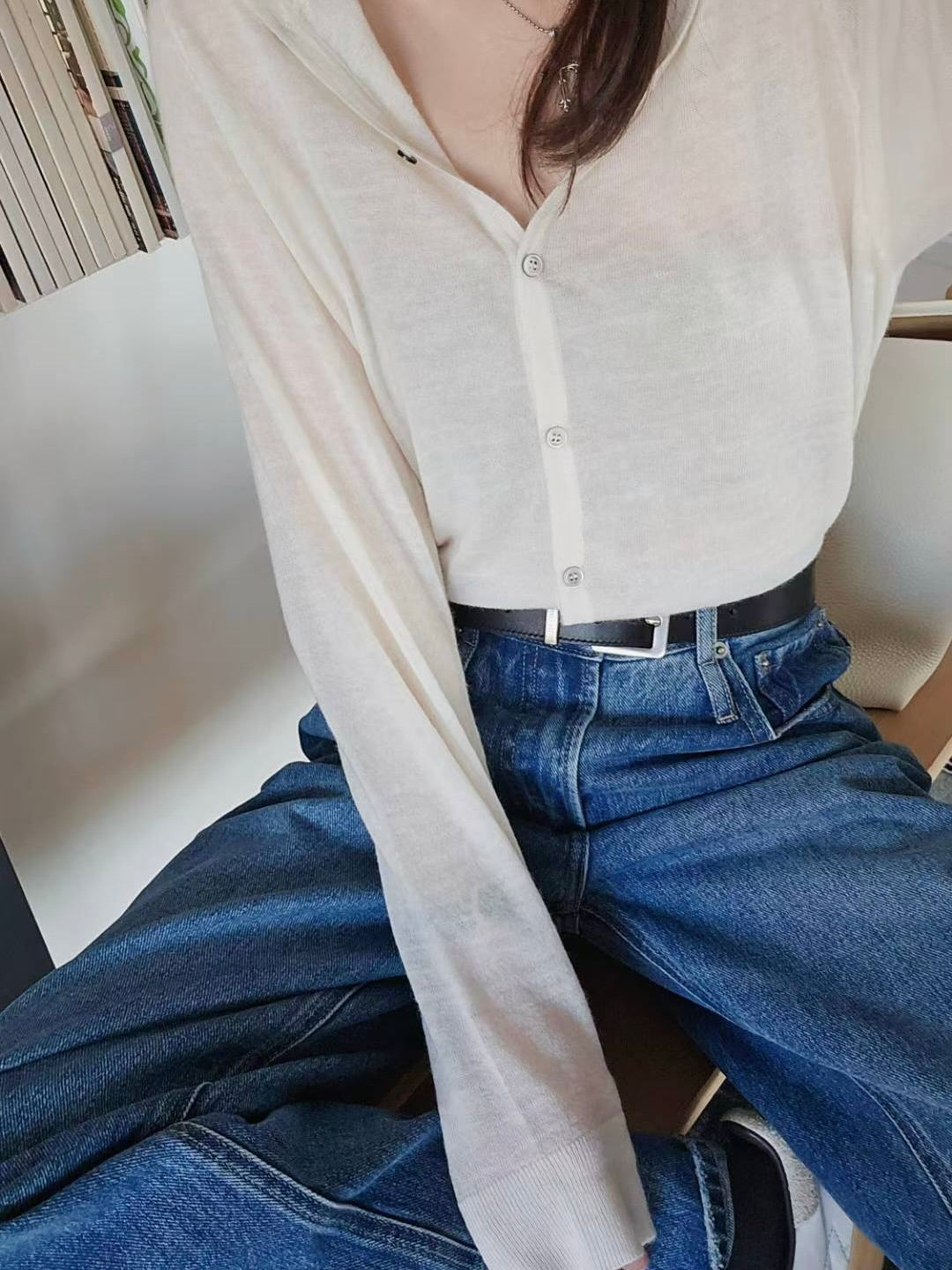 MS51111 Alpaca dual way cardigan