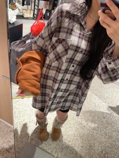 MS51040 Vintage checked blouse