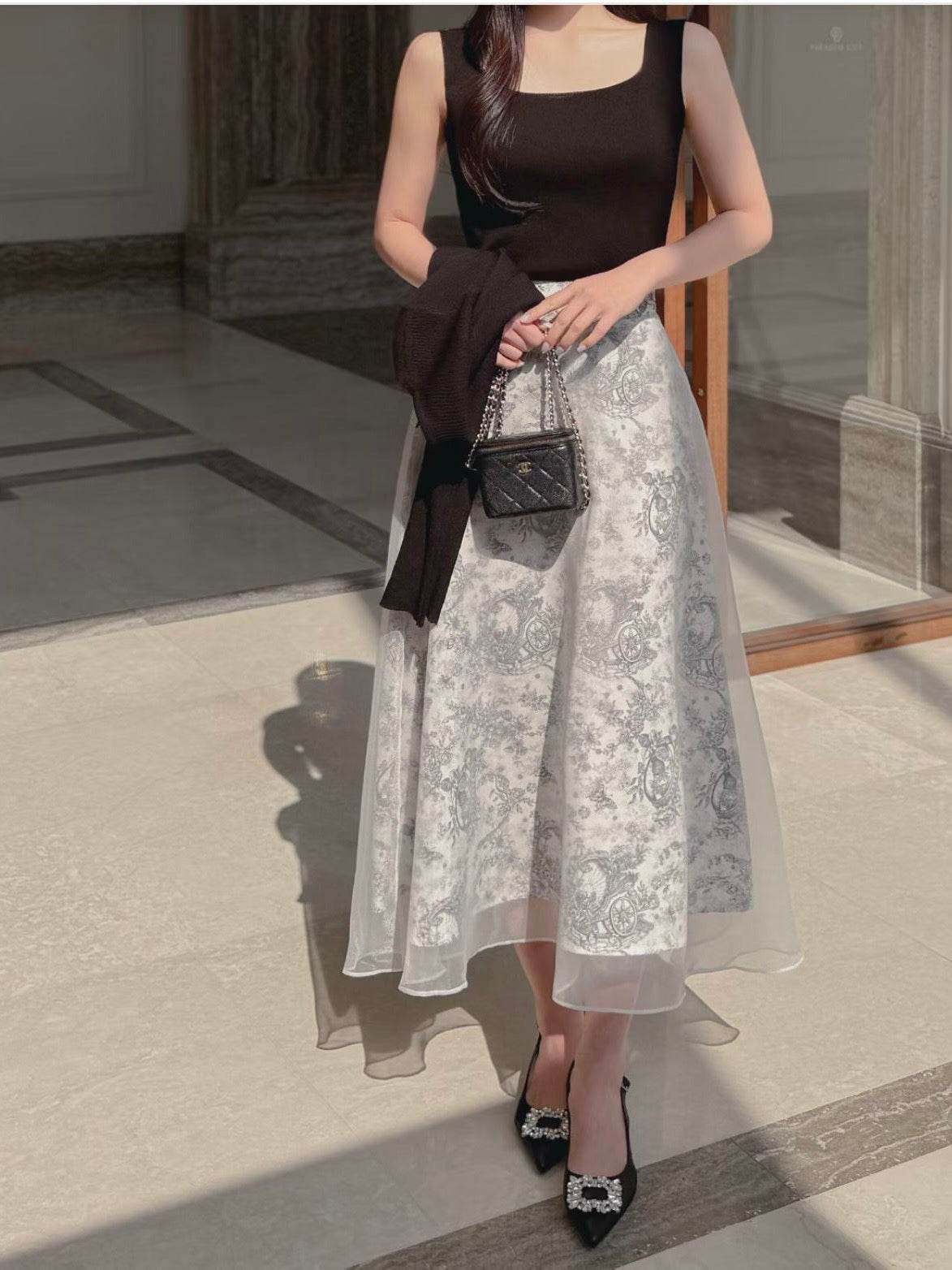 MS60234 Moon veil midi skirt