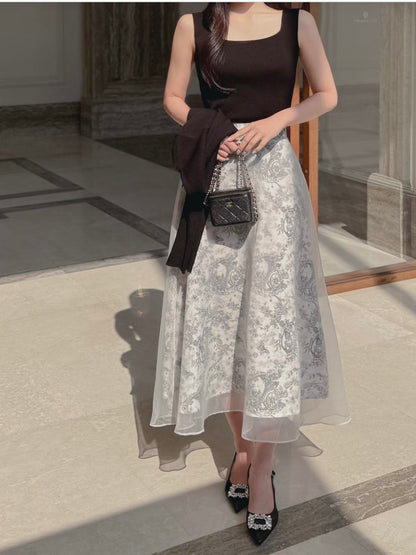 MS60234 Moon veil midi skirt