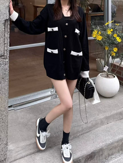 MS60409 Soft poise contrast knit cardigan