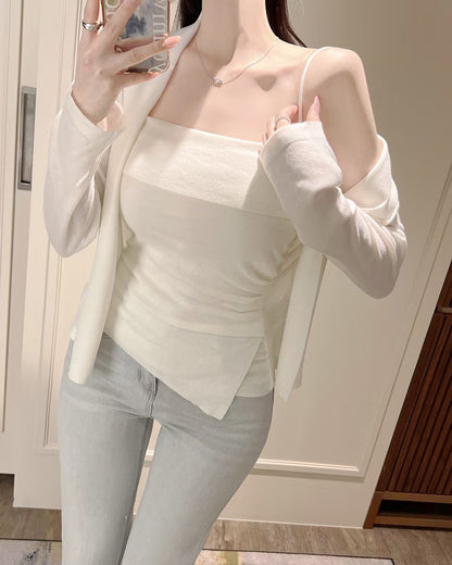 MS60307 Sheer cardigan tube top set