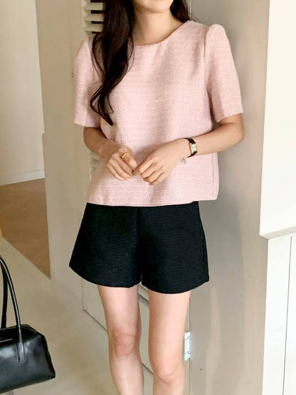 MS51052 Tweed ribbon top