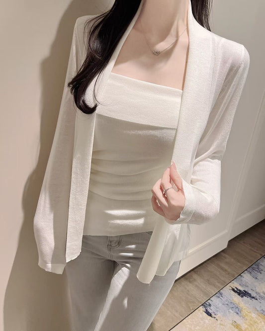 MS60307 Sheer cardigan tube top set