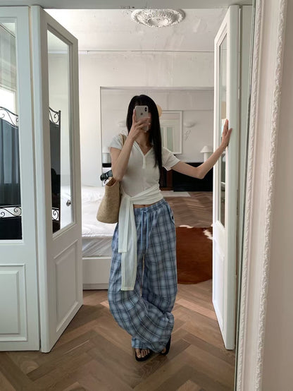 MS60707 Retro checked trousers