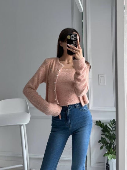 MS51061 Fluffy cardigan set
