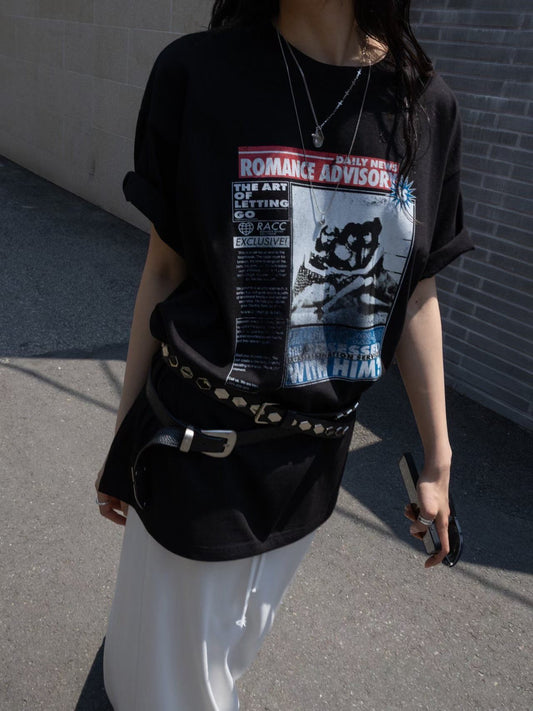 MS60521 Newspaper graphic tshirt