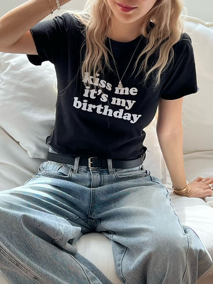 MS60360 My birthday crop tee