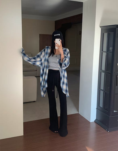 MS60215 Vintage checked blouse outer