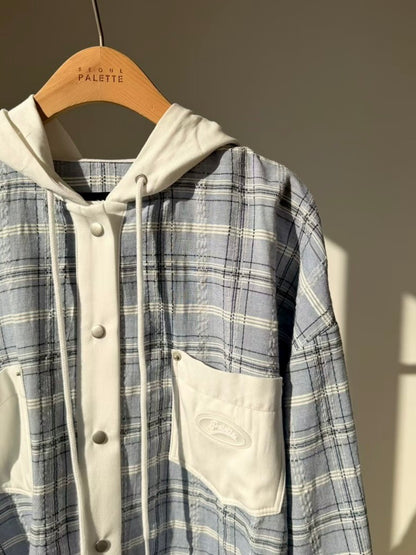 MS60351 Ivy checked hoodie blouse