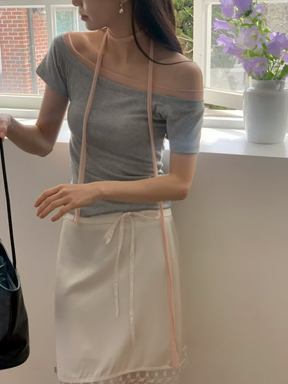 MS60438 Ribbon off shoulder top