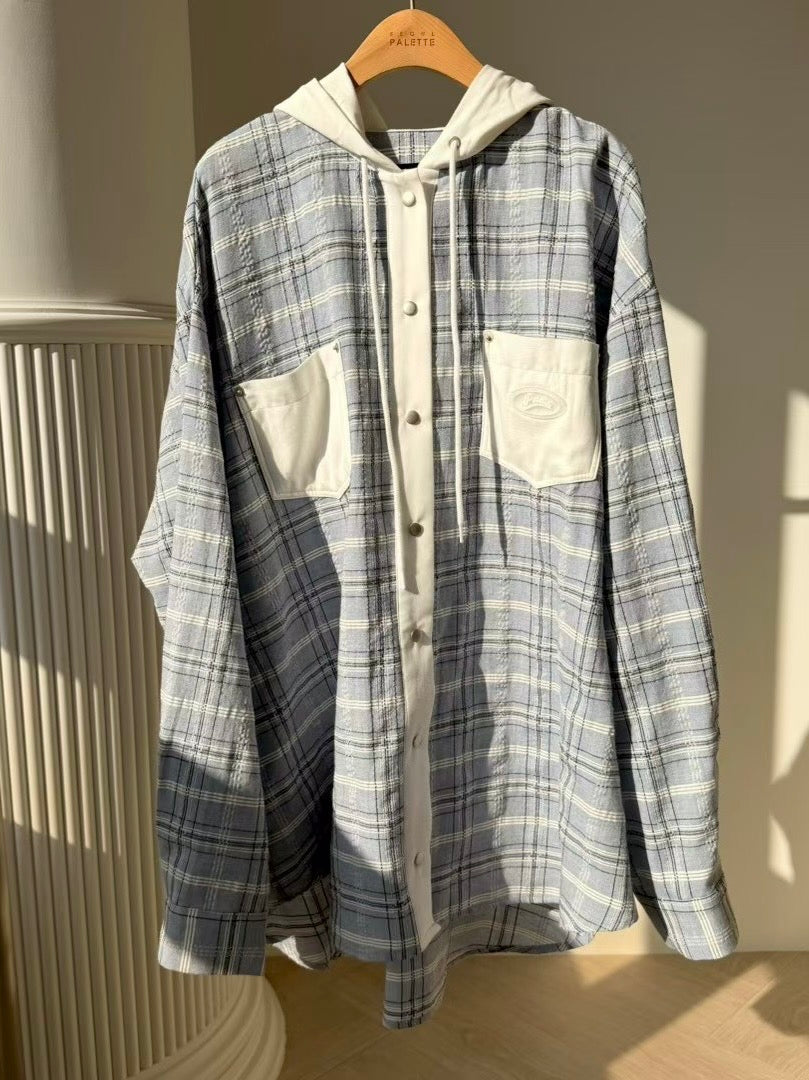 MS60351 Ivy checked hoodie blouse