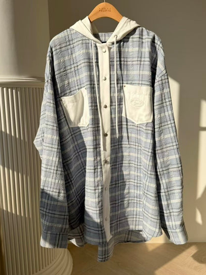 MS60351 Ivy checked hoodie blouse