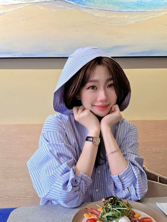 MS60420 Candy stripes hoodie blouse