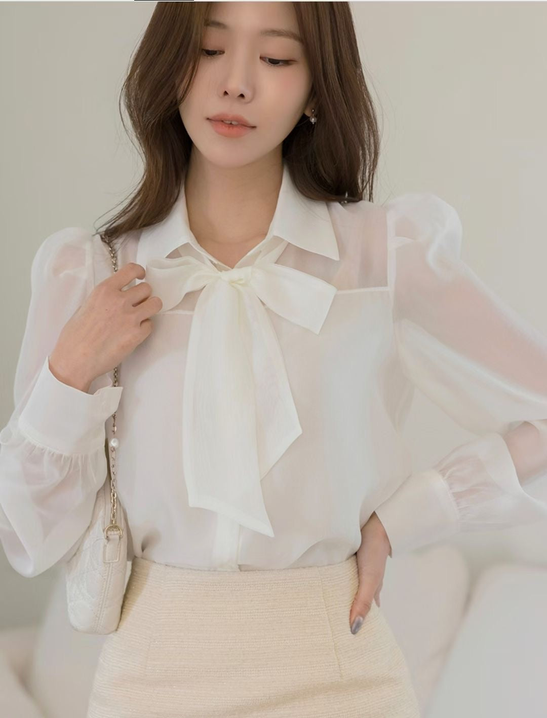 MS60231 Soft ribbon blouse