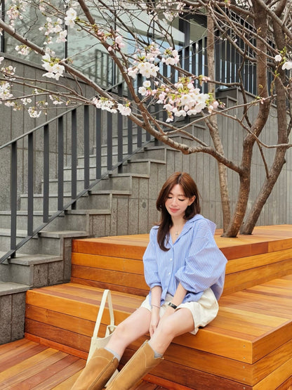 MS60420 Candy stripes hoodie blouse