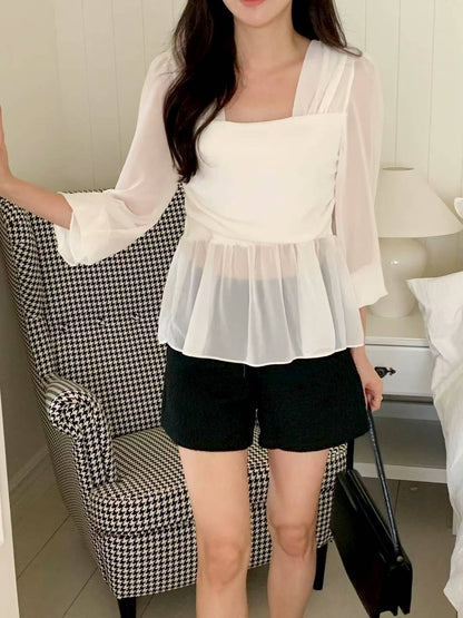 MS51054 Reina chiffon peplum blouse