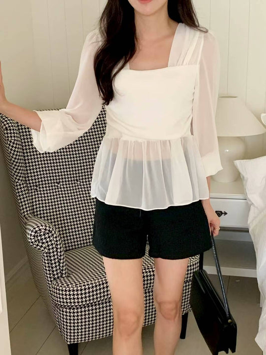 MS51054 Reina chiffon peplum blouse