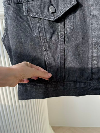 MS60251 Cropped denim layer vest