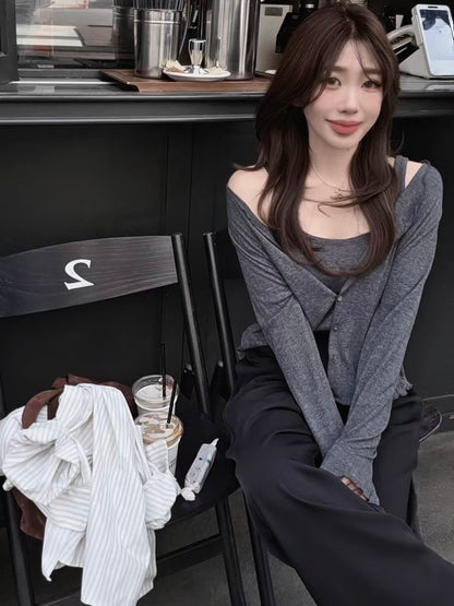 MS60922 Wool tencel cardigan set
