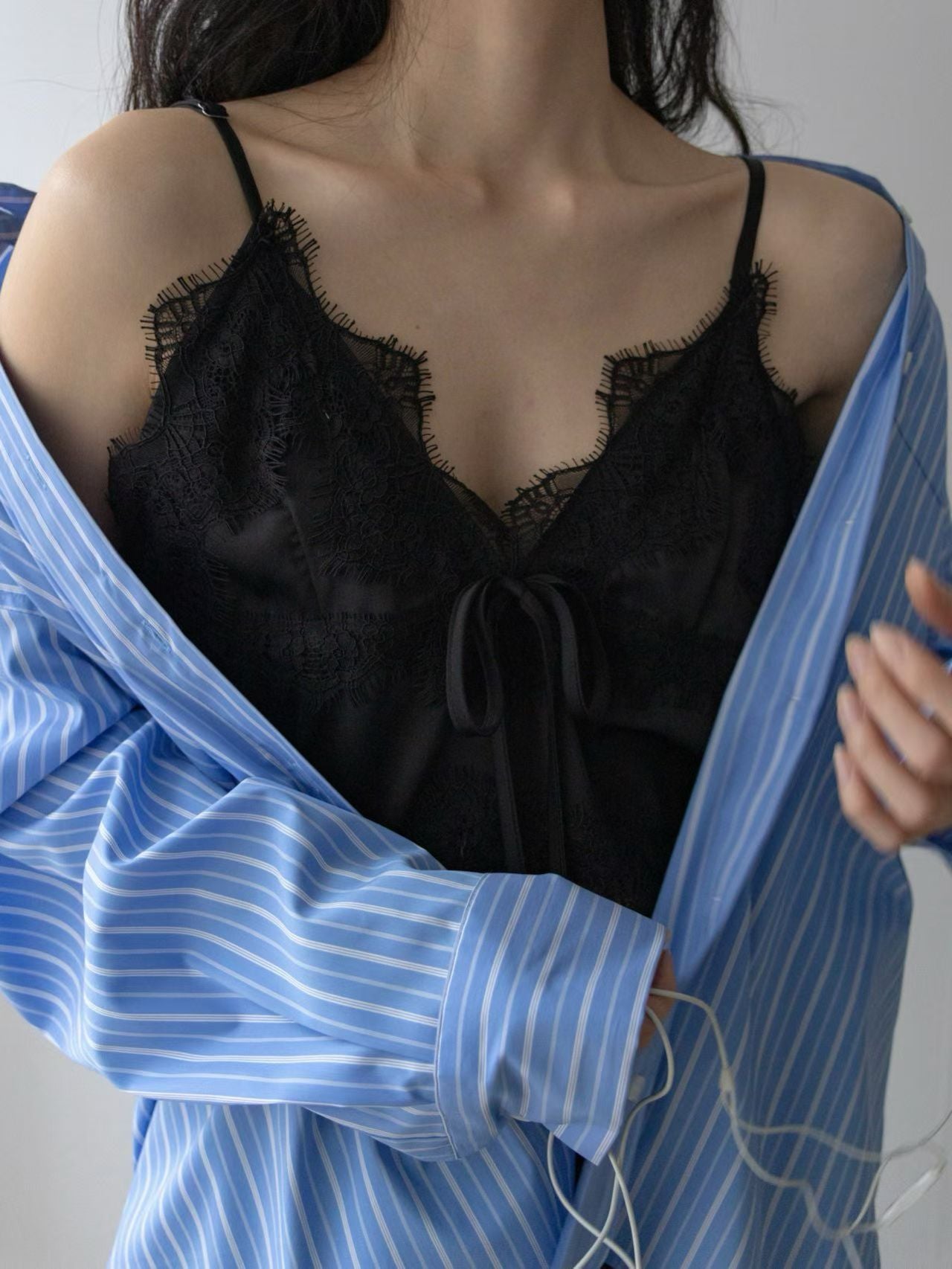MS60327 Lace satin tie camisole