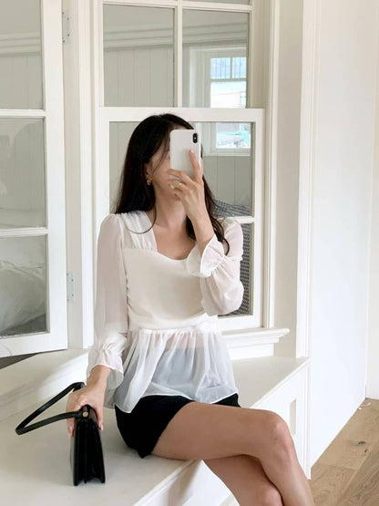 MS51054 Reina chiffon peplum blouse