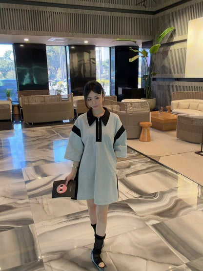 MS60426 Ash color polo dress