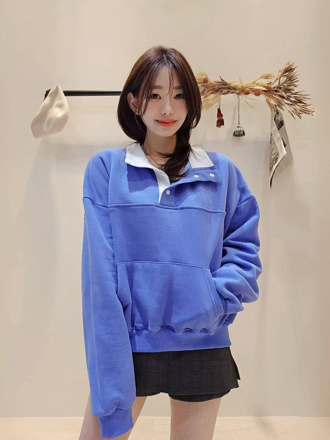 MS51241 Mix color fleece sweater