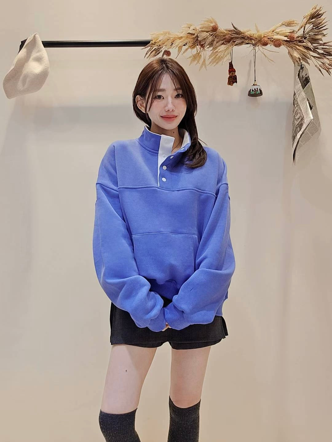 MS51241 Mix color fleece sweater