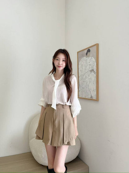 MS51022 High waist pleated shorts