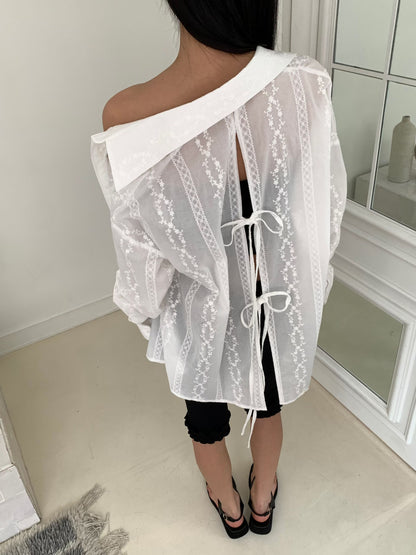 MS60403 Veil whisper tie back blouse