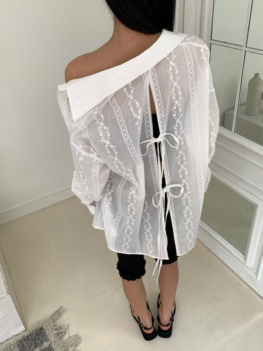 MS60403 Veil whisper tie back blouse