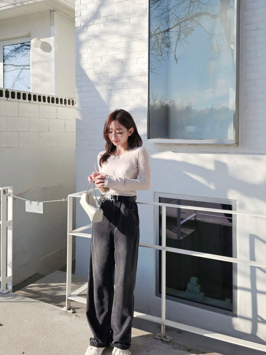 MS60331 Straight cut denim pants