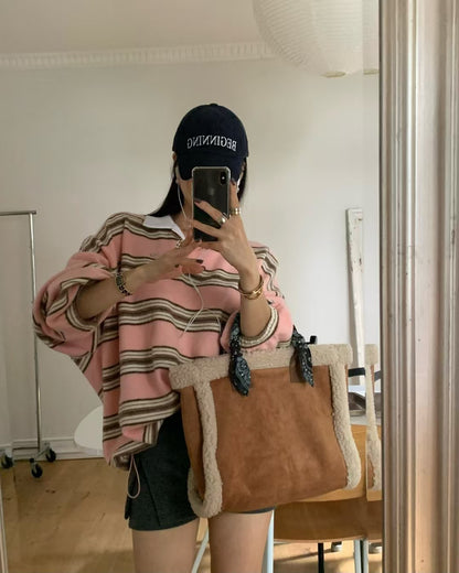 MS51107 Candy fur stripes top