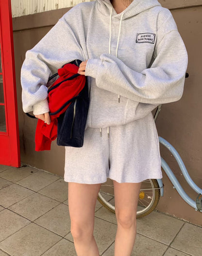 MS60345 Waffle hoodie top
