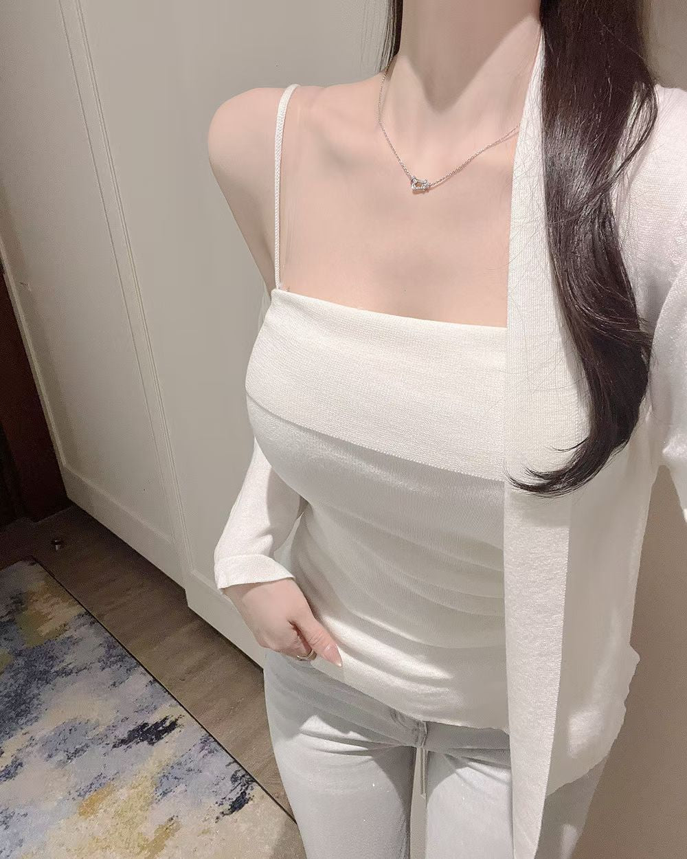 MS60307 Sheer cardigan tube top set