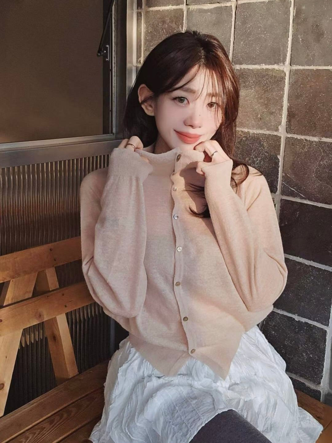 MS51111 Alpaca dual way cardigan