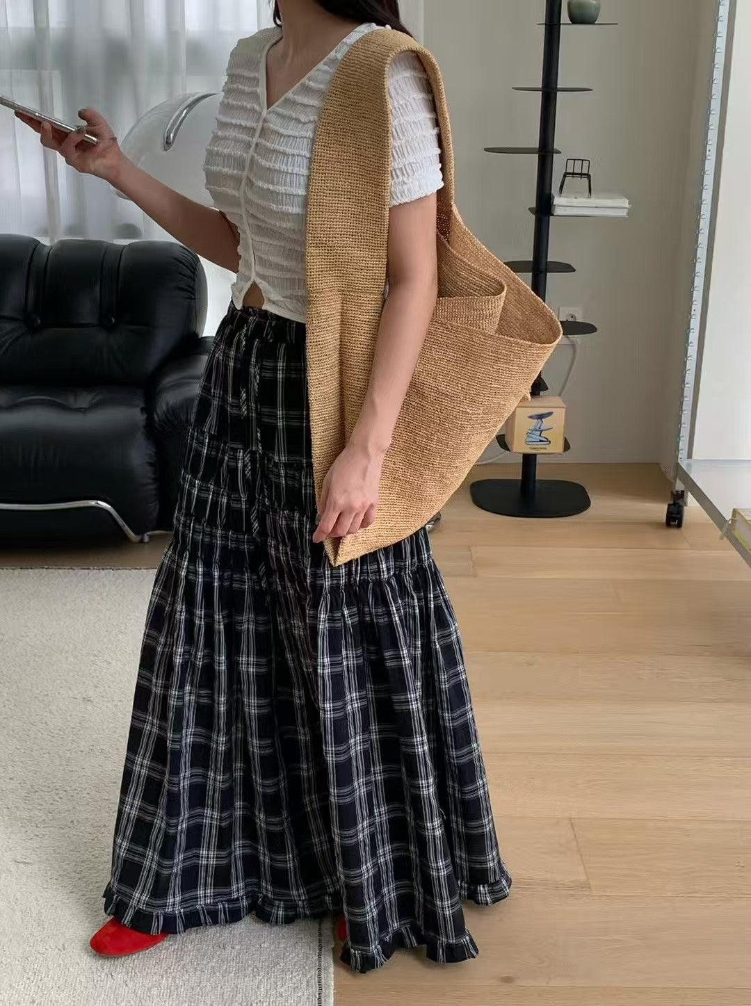 MS60616 Lattice maxi skirt