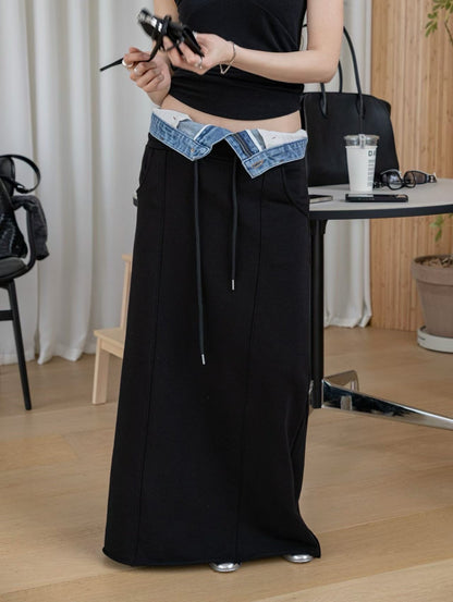 MS60519 Vintage low rise wide skirt