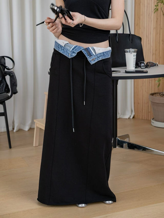 MS60519 Vintage low rise wide skirt