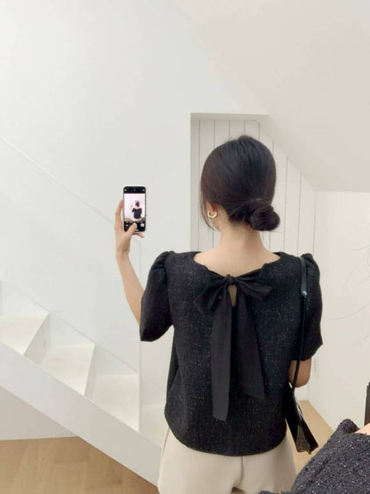 MS51052 Tweed ribbon top